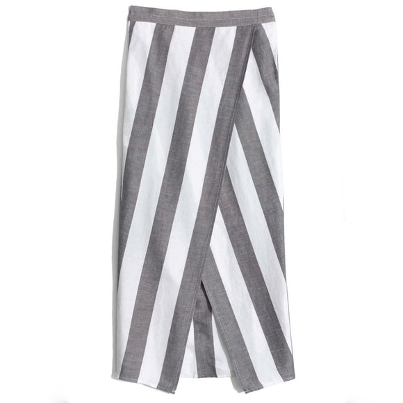 Madewell Grey Stripe Overlay Midi Skirt, size Medium - Picture 4 of 12